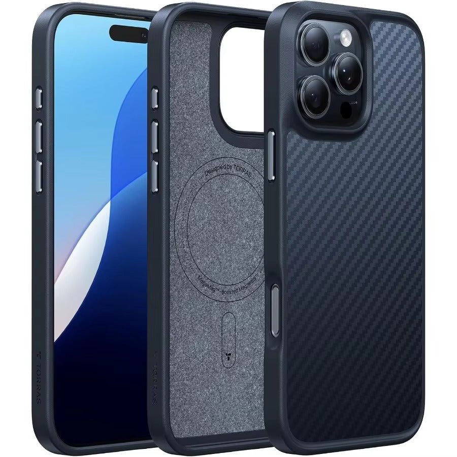 Premium iPhone Case — Military-Grade Aramid Fiber Back Cover with Black Edge, Drop Protection & Enhanced MagSafe Compatibility