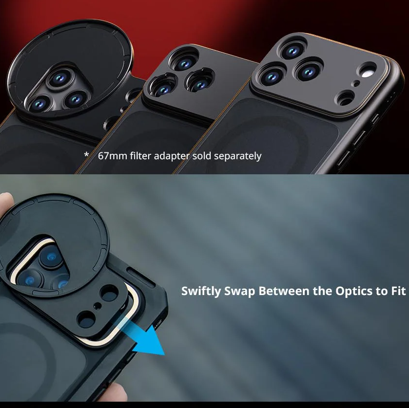 Premium iPhone Case — Professional Mobile Video Cage with T-Mount & 17mm Lens Backplates, Quick-Release Expansion System, Cold Shoe Mounts & All-Metal Protective Design