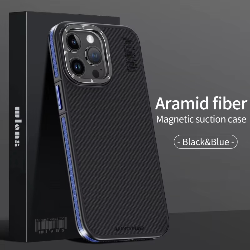 Premium iPhone Case — Real 600D Kevlar Aramid Fiber Half-Wrapped Cover with MagSafe Magnetic Wireless Charging, Shockproof Anti-Scratch Anti-Fingerprint Design