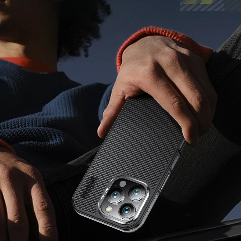 Premium iPhone Case — Real 600D Kevlar Aramid Fiber Half-Wrapped Cover with MagSafe Magnetic Wireless Charging, Shockproof Anti-Scratch Anti-Fingerprint Design