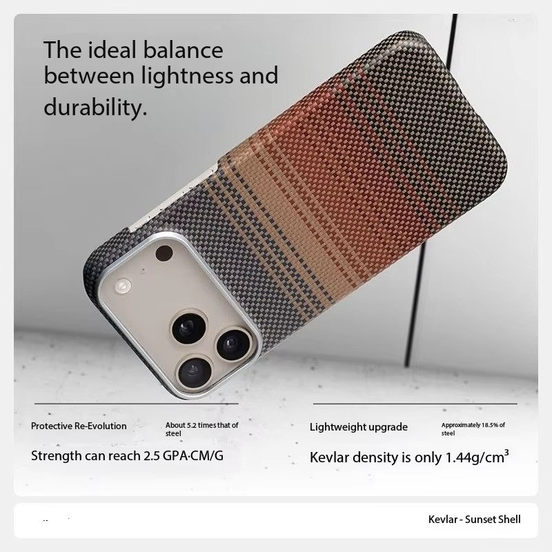 Premium iPhone Case — Real Carbon Fiber Aramid Magnetic Cover with MagSafe Support, Tough Lightweight Protective Design