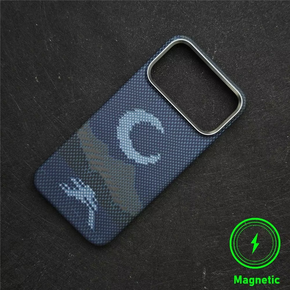 Premium iPhone Case — Real Carbon Fiber Aramid Magnetic Cover with MagSafe Support, Tough Lightweight Protective Design