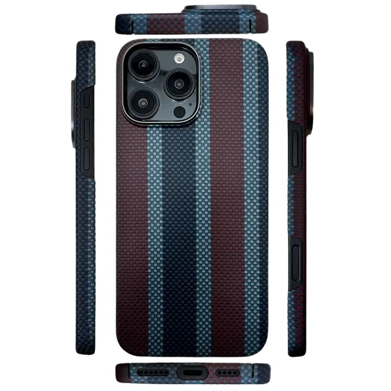 Premium iPhone Case — Real Carbon Fiber Aramid Ultra-Thin Full-Coverage Cover with No-Case Feel, Shockproof Anti-Fingerprint Lightweight Design
