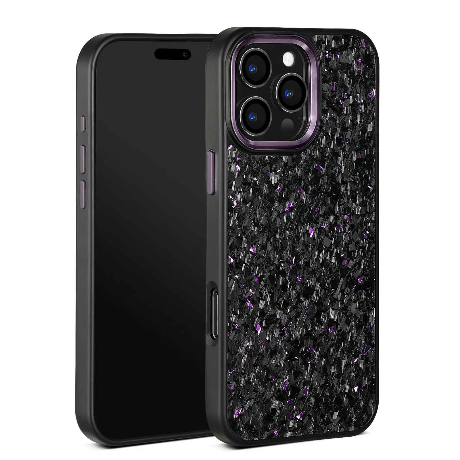 Premium iPhone Case — Real Forged Carbon Fiber MagSafe Cover with Metal Lens & Button Accents, Shockproof Dual-Layer Full-Coverage Lightweight Design