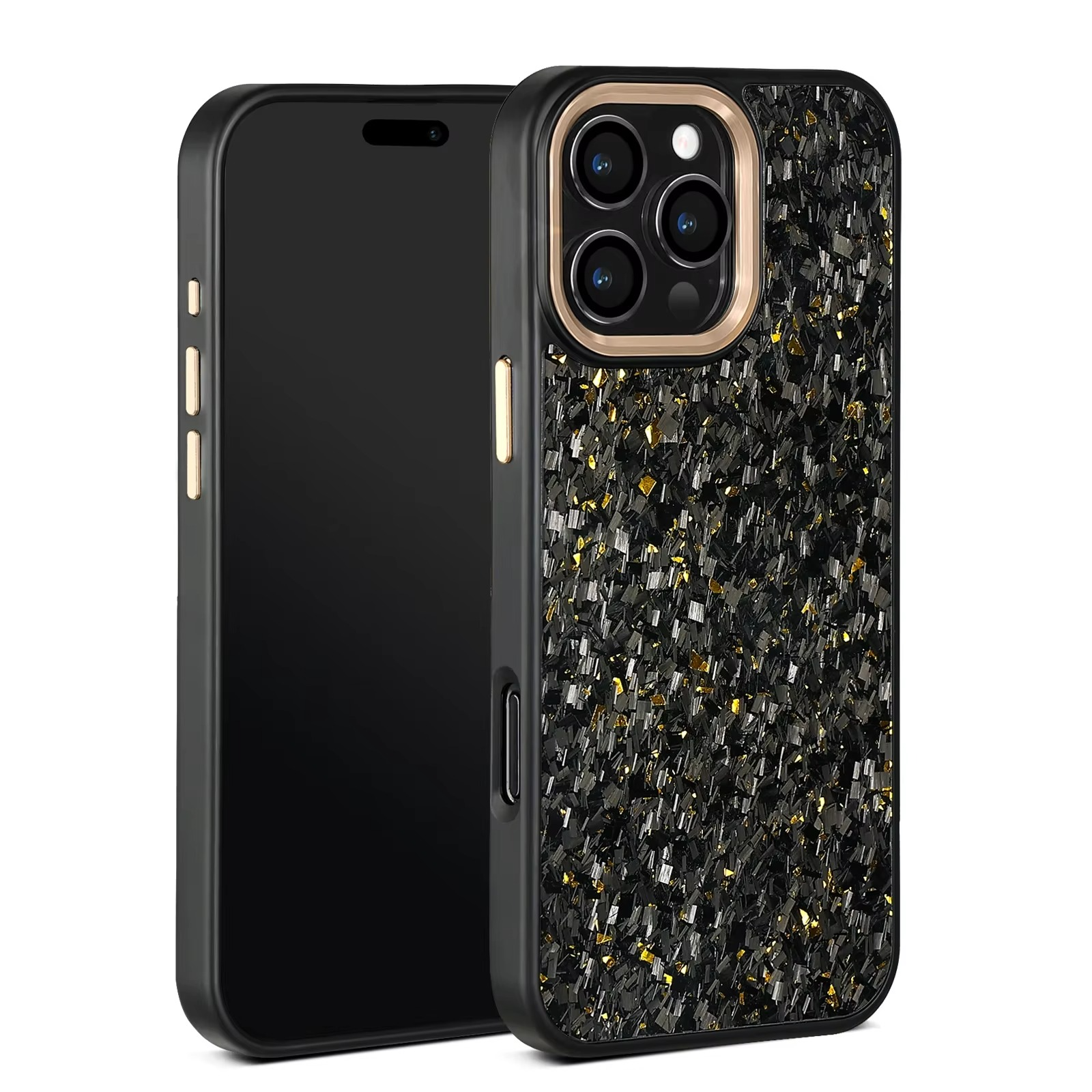 Premium iPhone Case — Real Forged Carbon Fiber MagSafe Cover with Metal Lens & Button Accents, Shockproof Dual-Layer Full-Coverage Lightweight Design