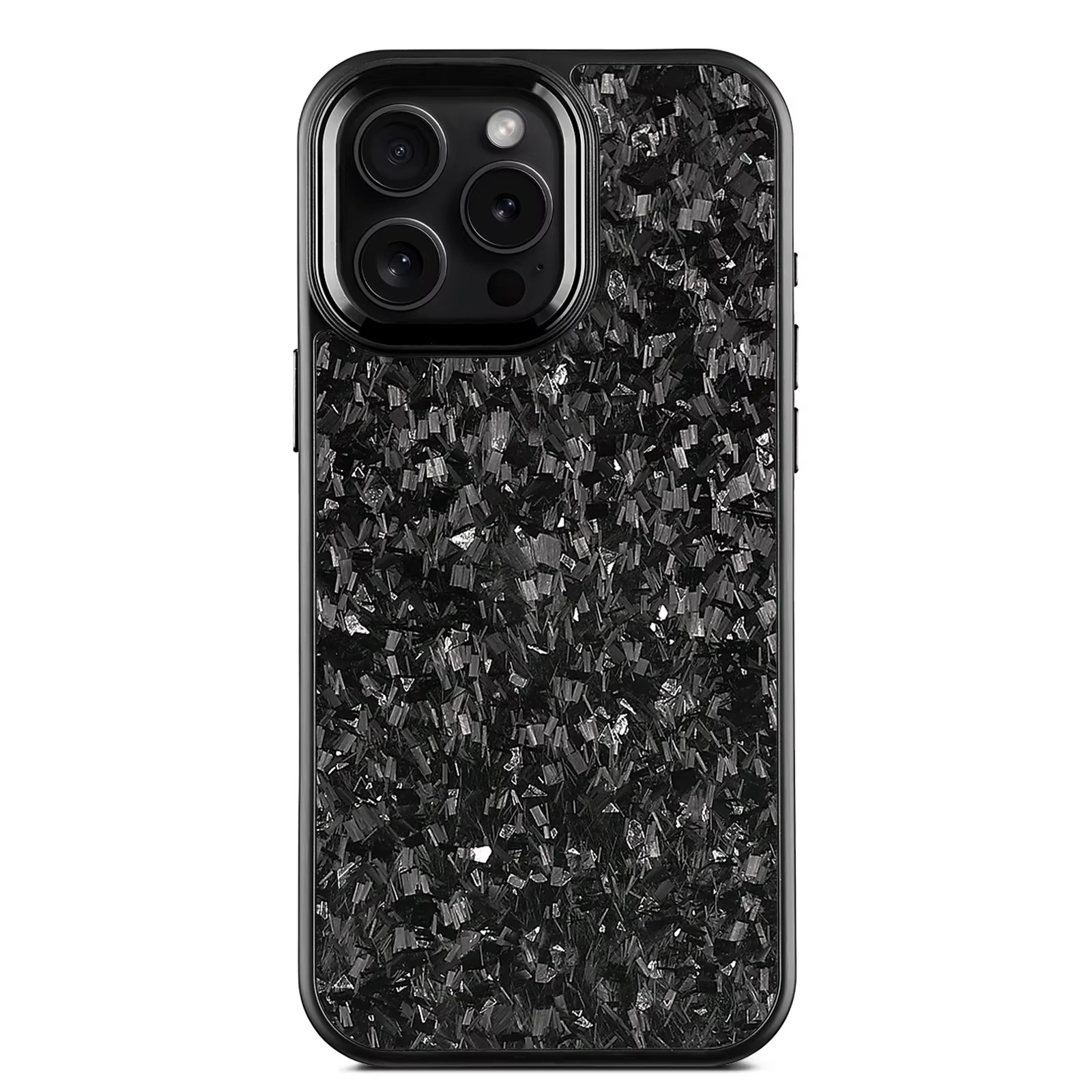 Premium iPhone Case — Real Forged Carbon Fiber MagSafe Cover with Metal Lens & Button Accents, Shockproof Dual-Layer Full-Coverage Lightweight Design