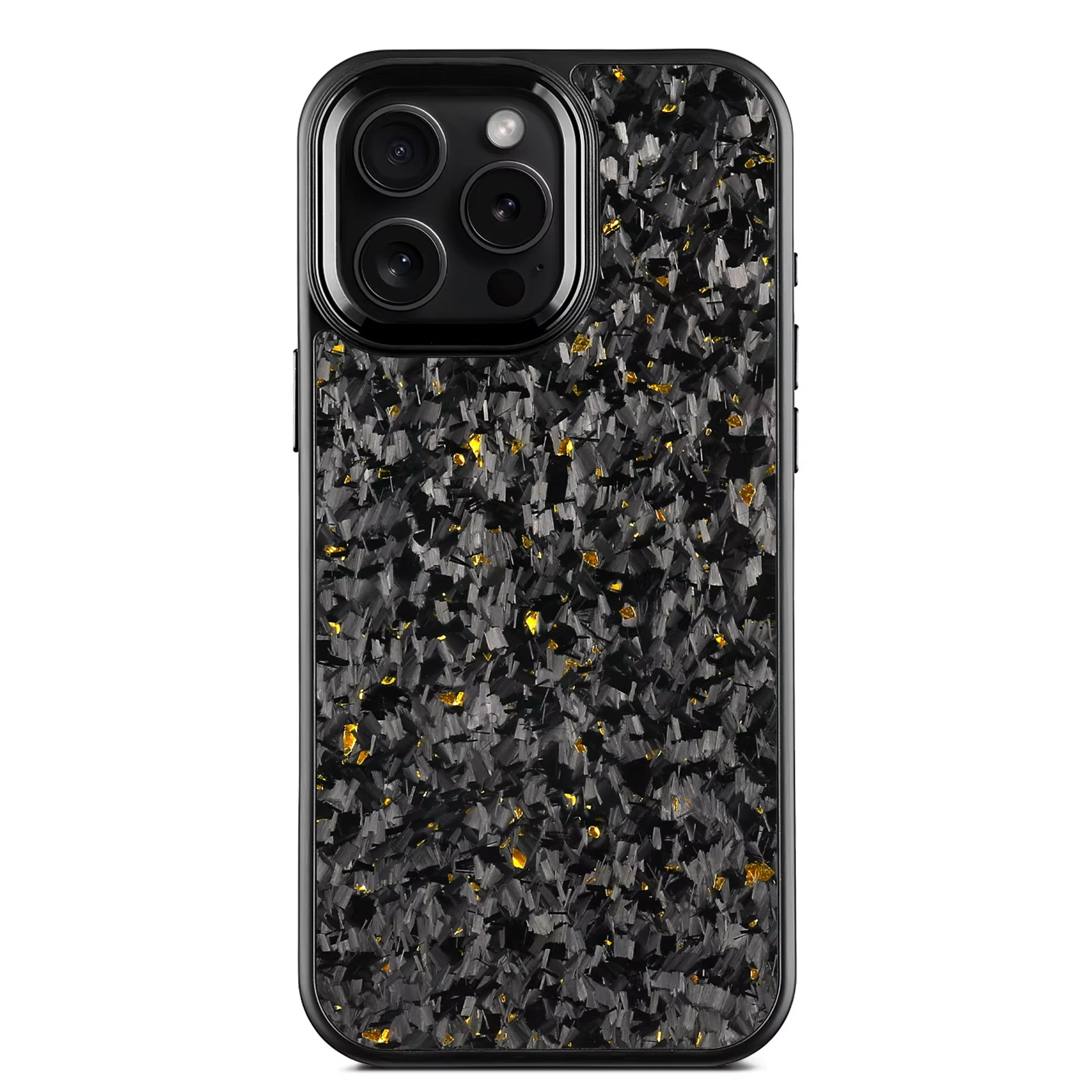 Premium iPhone Case — Real Forged Carbon Fiber MagSafe Cover with Metal Lens & Button Accents, Shockproof Dual-Layer Full-Coverage Lightweight Design