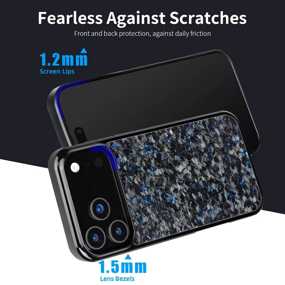 Premium iPhone Case — Real Forged Carbon Fiber MagSafe Cover with Shockproof Full-Coverage TPU Hybrid Design & Non-Slip Textured Finish