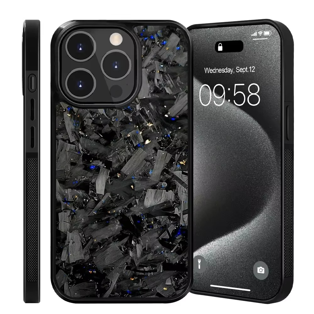 Premium iPhone Case — Real Glossy Forged Carbon Fiber Full-Coverage Magnetic Cover with MagSafe Support & Textured TPU Hybrid Design