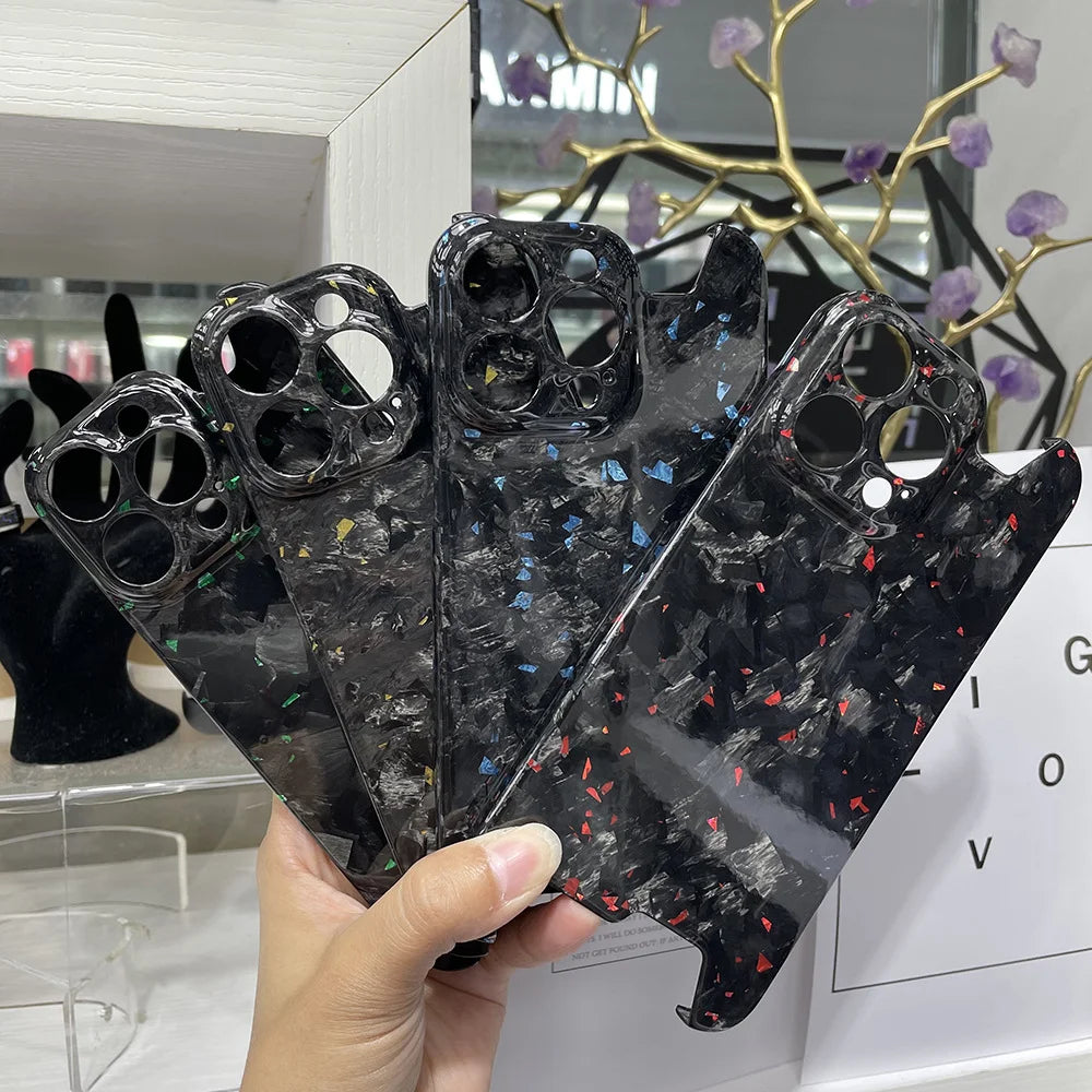 Premium iPhone Case — Real Glossy Forged Carbon Fiber Ultra-Thin Lightweight Cover with Slim Half-Wrapped Protective Design