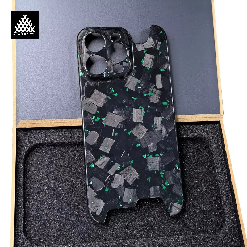 Premium iPhone Case — Real Glossy Forged Carbon Fiber Ultra-Thin Lightweight Cover with Slim Half-Wrapped Protective Design
