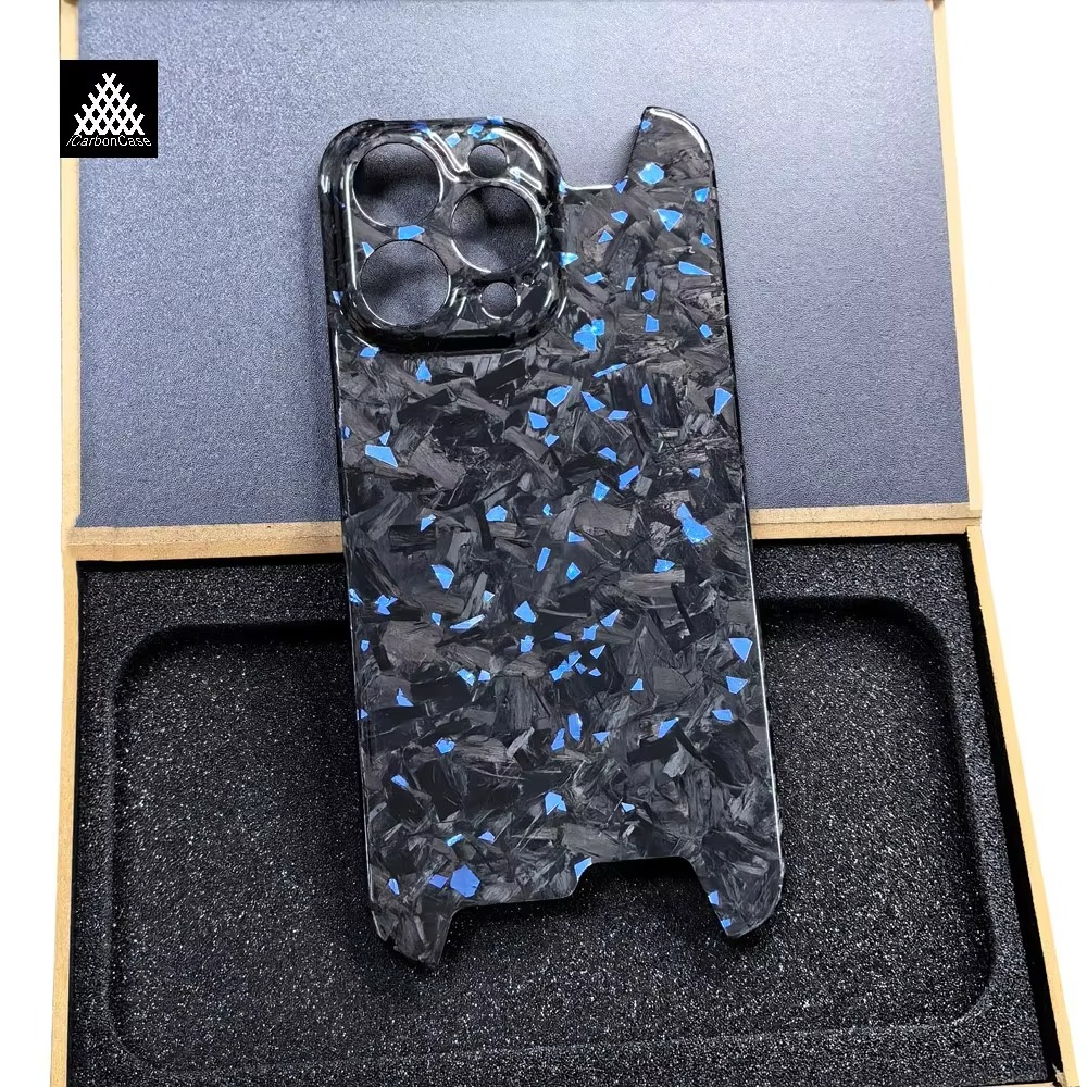 Premium iPhone Case — Real Glossy Forged Carbon Fiber Ultra-Thin Lightweight Cover with Slim Half-Wrapped Protective Design