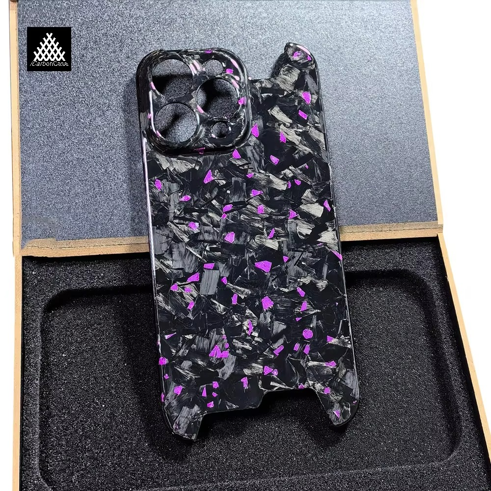Premium iPhone Case — Real Glossy Forged Carbon Fiber Ultra-Thin Lightweight Cover with Slim Half-Wrapped Protective Design