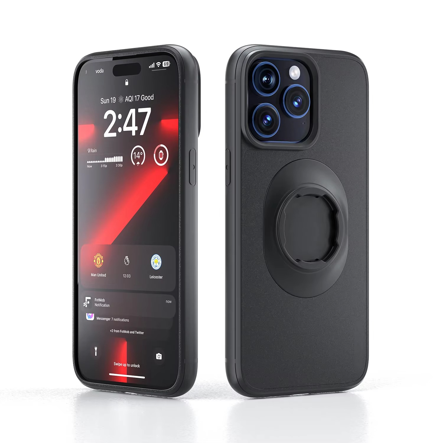 Premium iPhone Case — Shockproof Half-Wrapped Quad-Style Bike Mount Holder, Tough Nylon + PC/TPU, Anti-Scratch, Non-Slip Cover