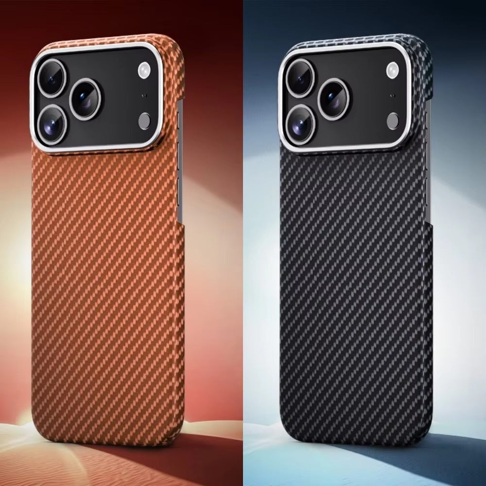 Premium iPhone Case — Slim Kevlar Carbon Fiber Armor Cover with Alloy Camera Frame, Anti-Fingerprint Anti-Scratch Full-Coverage Protection & Lightweight Non-Slip Design