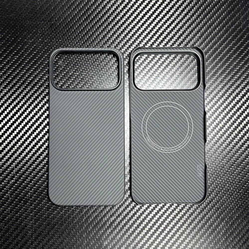 Premium iPhone Case — Thin Aramid Fiber Magnetic Cover with MagSafe Compatibility, Ultra-Lightweight Carbon Texture & Durable Half-Wrapped Design