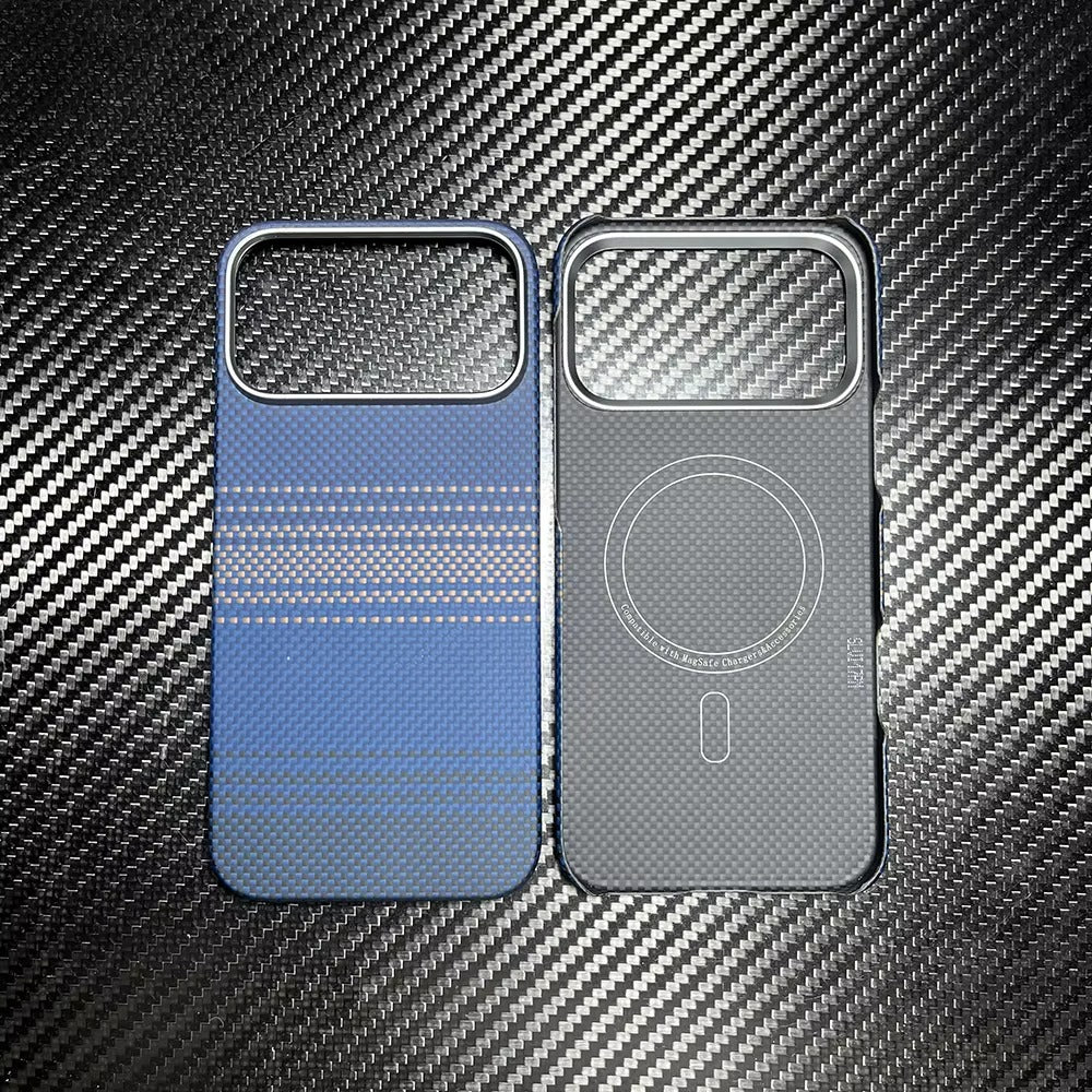 Premium iPhone Case — Thin Aramid Fiber Magnetic Cover with MagSafe Compatibility, Ultra-Lightweight Carbon Texture & Durable Half-Wrapped Design