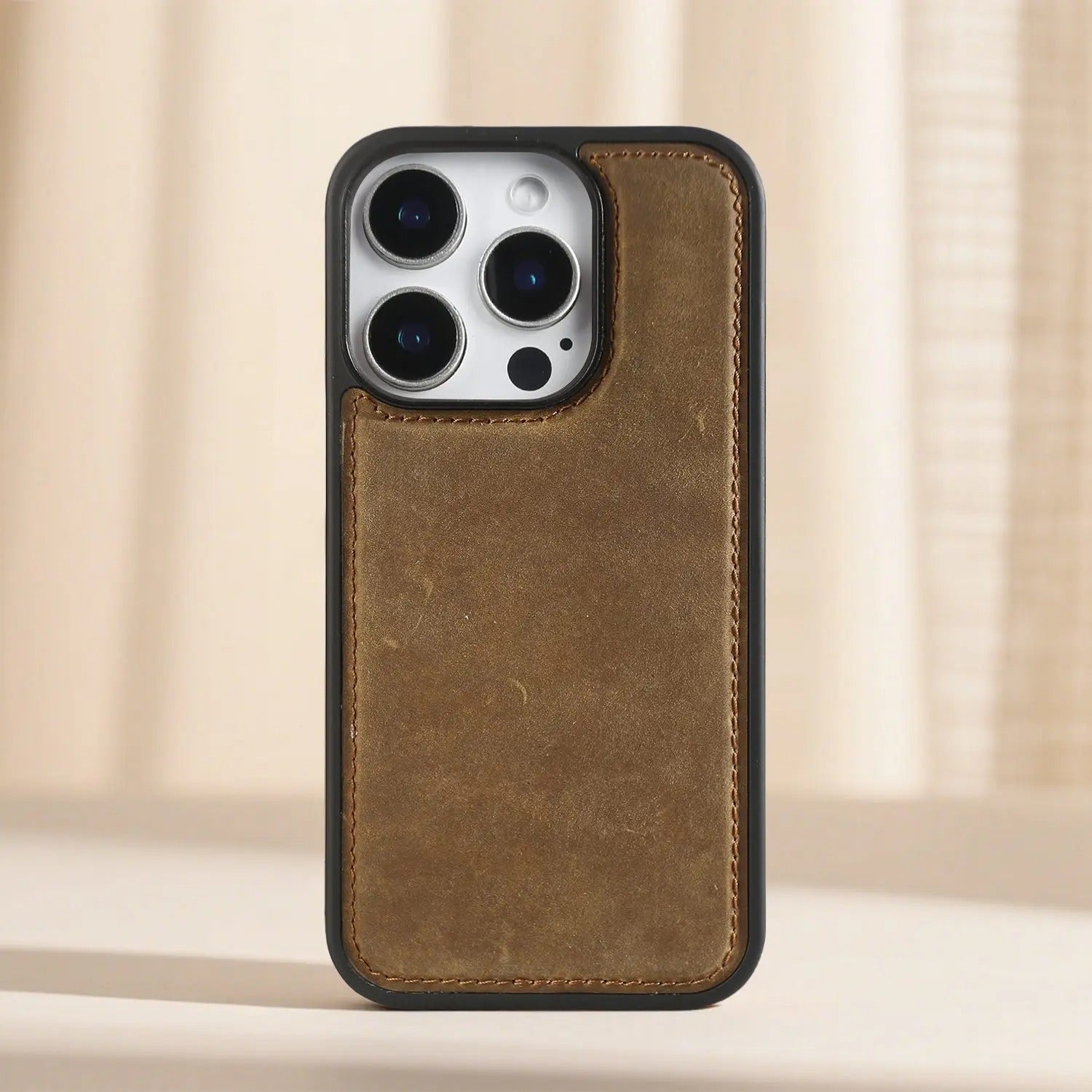 Premium iPhone Case — Vintage Crazy Horse Genuine Leather Magnetic Cover with Full-Coverage Shockproof Protection, Anti-Scratch Non-Slip Retro Design