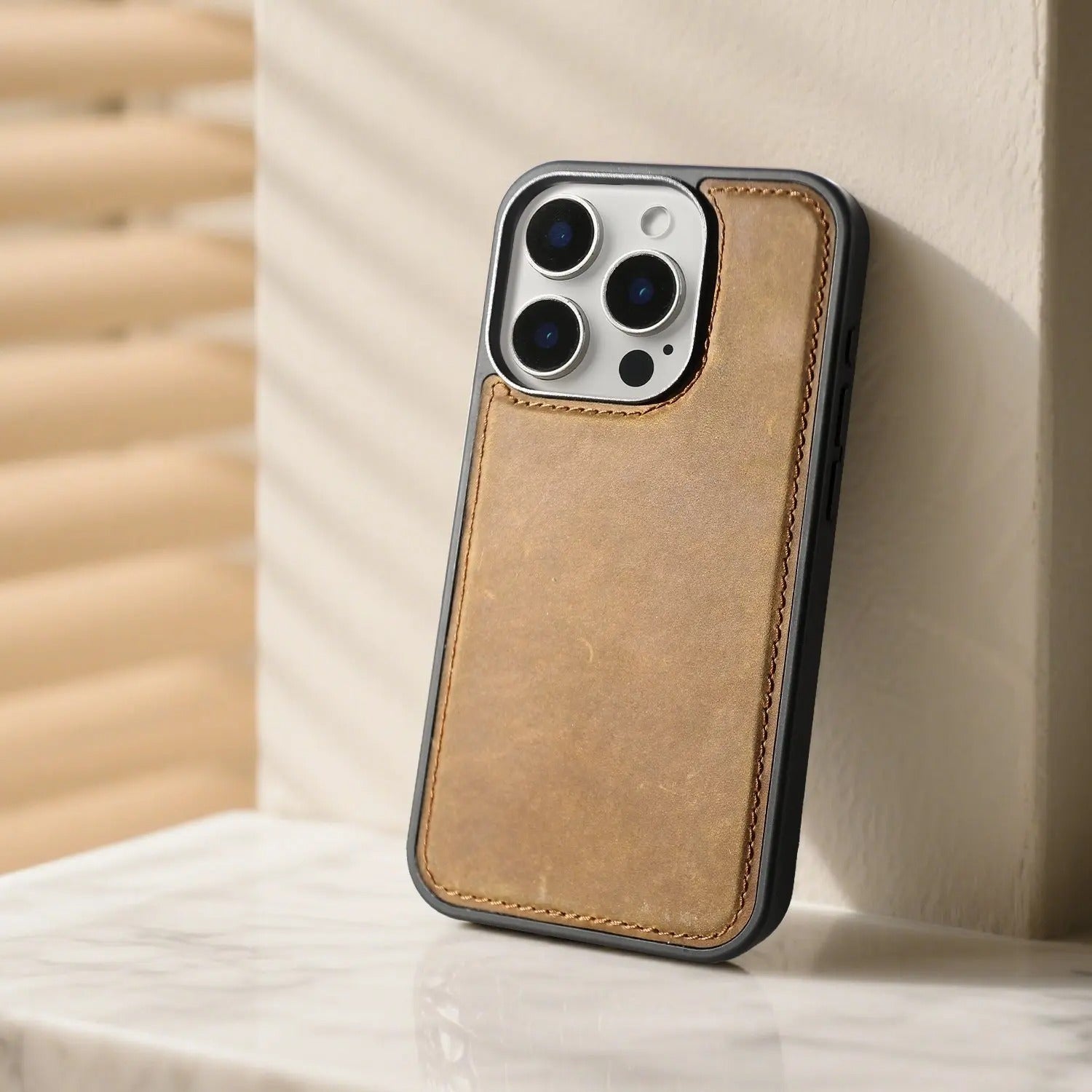 Premium iPhone Case — Vintage Crazy Horse Genuine Leather Magnetic Cover with Full-Coverage Shockproof Protection, Anti-Scratch Non-Slip Retro Design