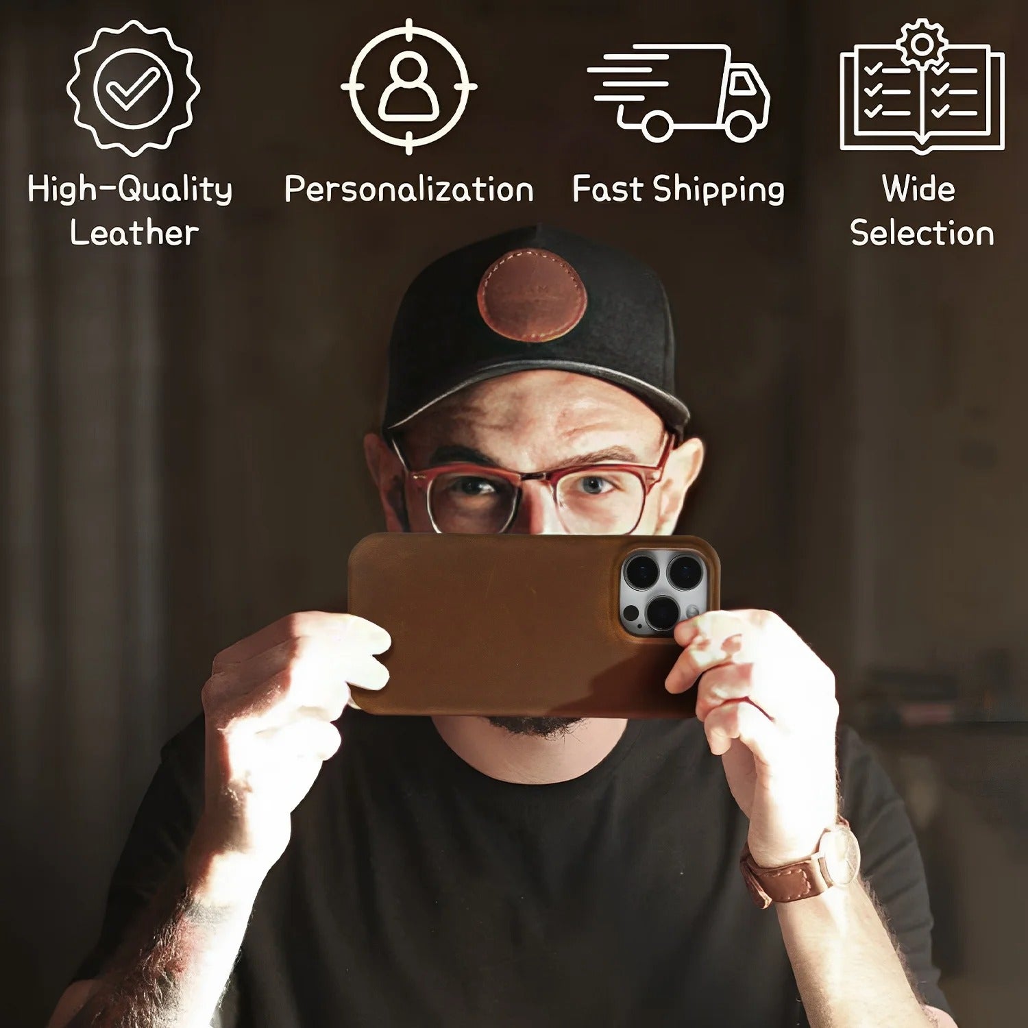 Premium iPhone Case — Vintage Crazy Horse Genuine Leather Magnetic Cover with Full-Coverage Shockproof Protection, Anti-Scratch Non-Slip Retro Design