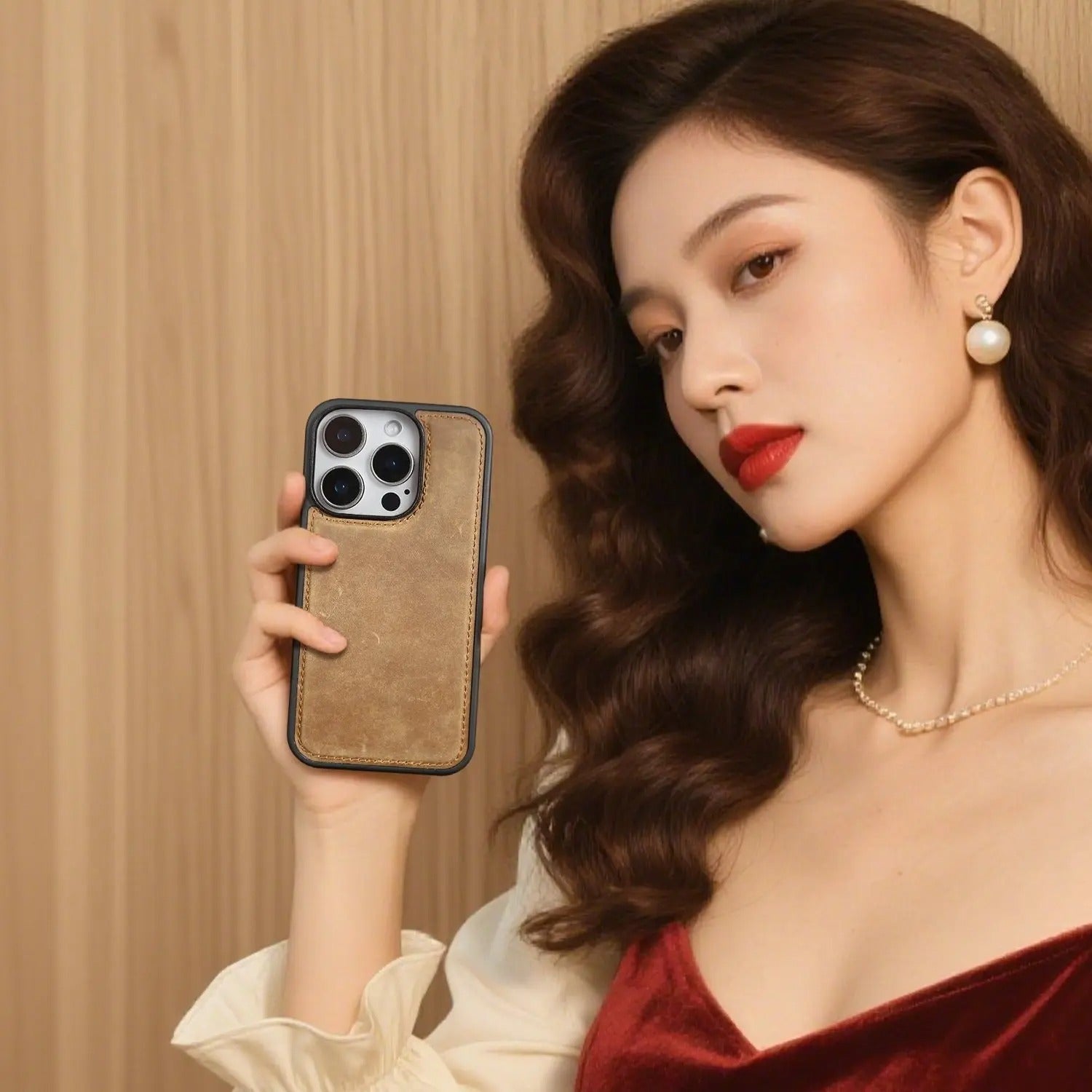 Premium iPhone Case — Vintage Crazy Horse Genuine Leather Magnetic Cover with Full-Coverage Shockproof Protection, Anti-Scratch Non-Slip Retro Design