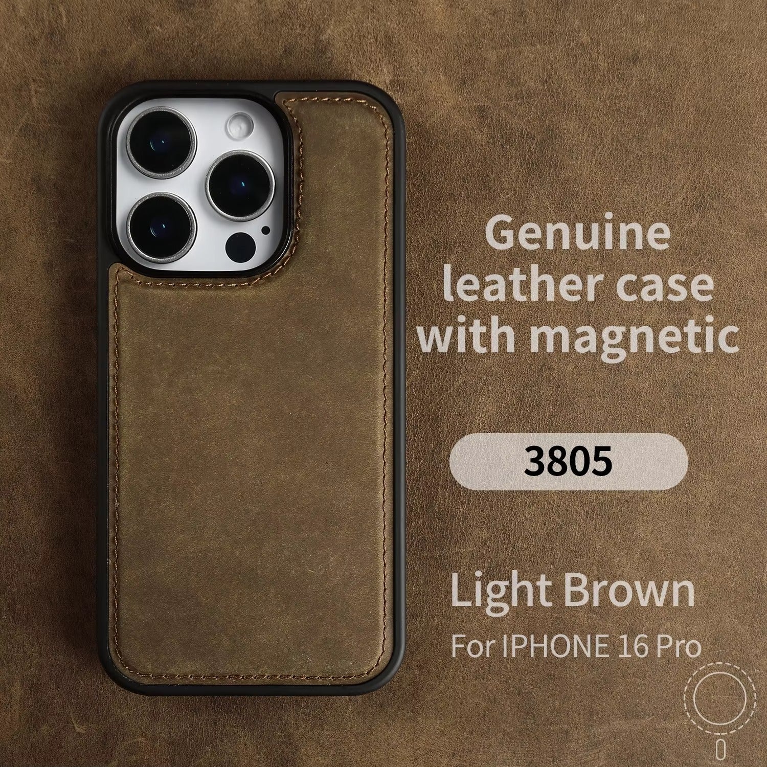 Premium iPhone Case — Vintage Crazy Horse Genuine Leather Magnetic Cover with Full-Coverage Shockproof Protection, Anti-Scratch Non-Slip Retro Design