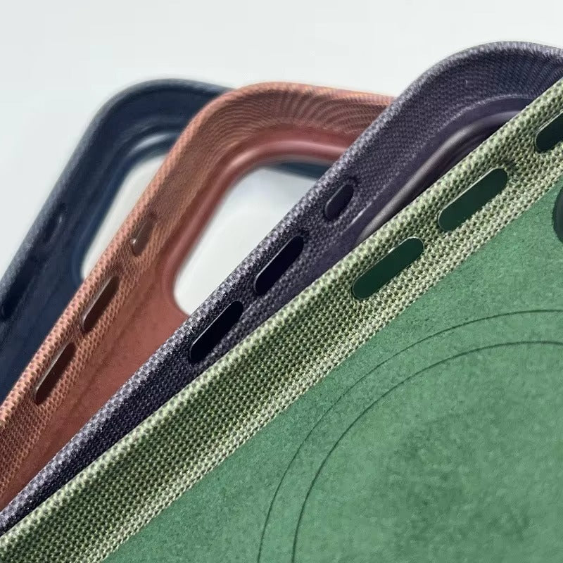 Premium iPhone Case — Woven MagSafe Strong Magnetic Cover with Wireless Charging, Anti-Fingerprint Non-Slip Waterproof Fabric Design