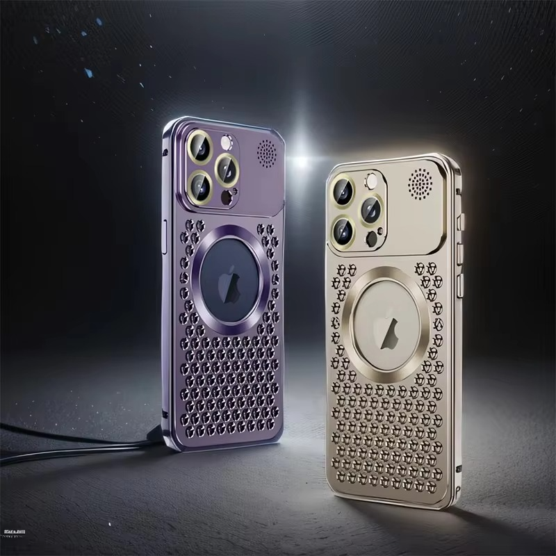 Premium iPhone Heat Dissipation Metal Case — Magnetic Aluminum Cover with MagSafe Compatibility, Dual Layer Shockproof Design, Slim Scratch-Resistant Protective Finish