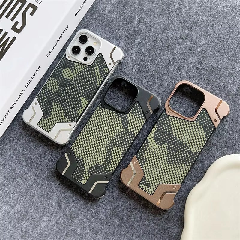 Premium iPhone MagSafe Magnetic Aluminum Alloy Case — Frameless Metal Bumper Cover with Camouflage Design, Shockproof Anti-Fingerprint Scratch-Resistant Finish