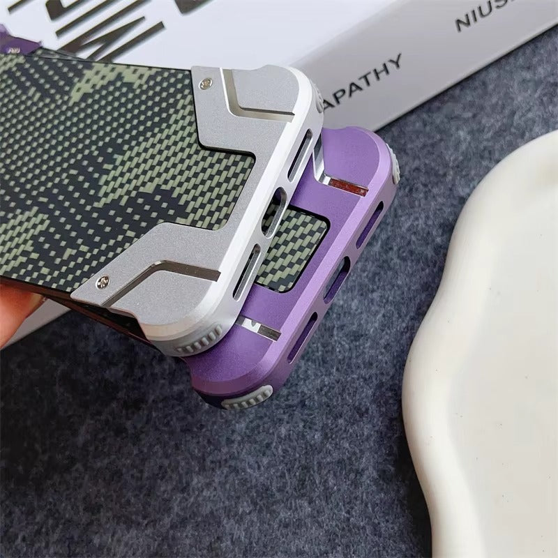 Premium iPhone MagSafe Magnetic Aluminum Alloy Case — Frameless Metal Bumper Cover with Camouflage Design, Shockproof Anti-Fingerprint Scratch-Resistant Finish