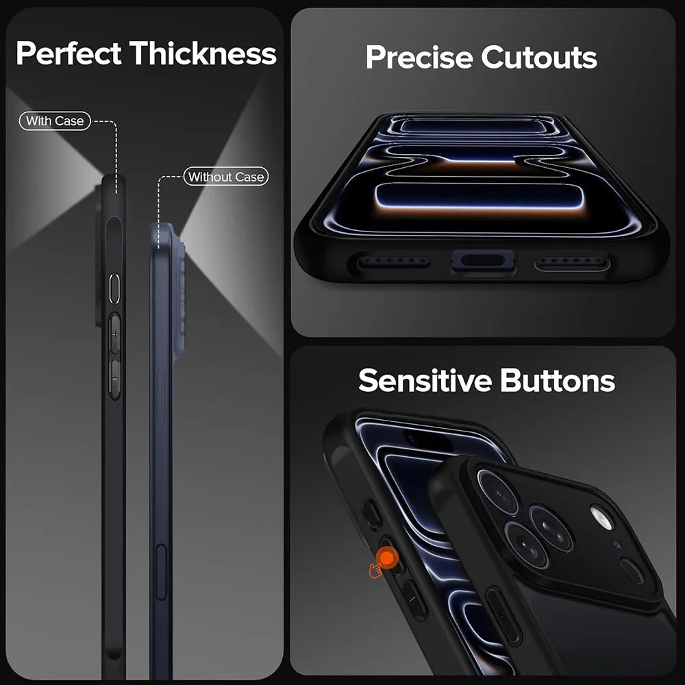 Rugged Hybrid iPhone Case — Military-Grade Shockproof Protection with Matte Translucent Hard Cover, Soft TPU Bumper, Anti-Fingerprint, Non-Slip