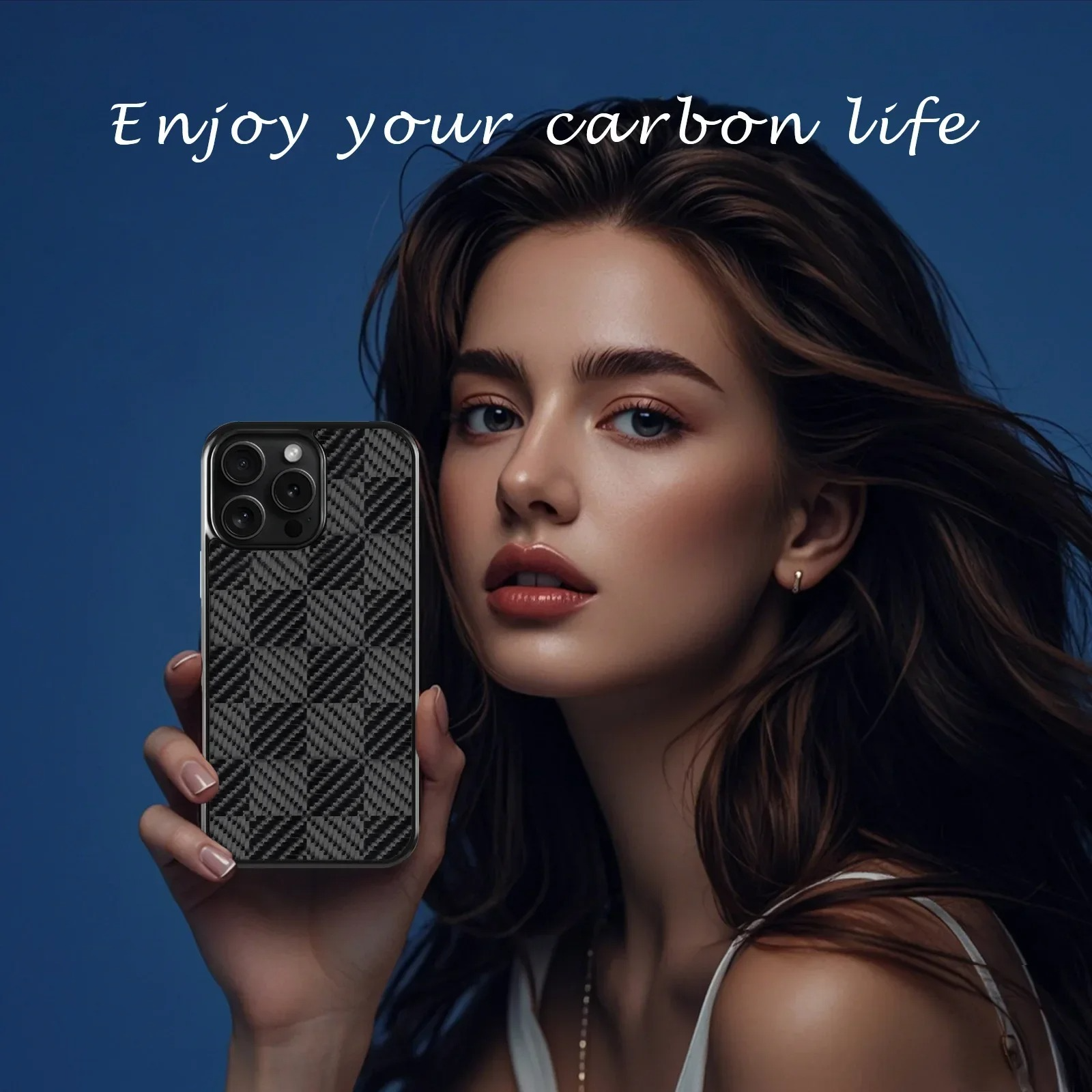 Rugged Magnetic Shockproof iPhone Case — Square Honeycomb Carbon Fiber Texture, Full Coverage Anti-Fingerprint Dustproof Matte Protective Cover