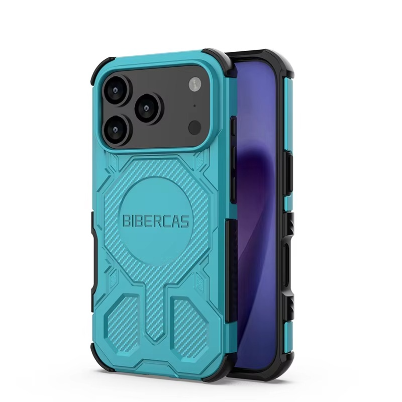 Rugged Magnetic iPhone Case Shockproof Heavy Duty Protection — Hard PC Dual Layer Armor Cover, Kickstand Support, Anti-Fingerprint, Dustproof, Non-Slip