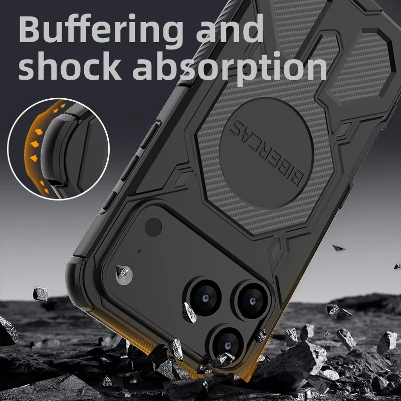 Rugged Magnetic iPhone Case Shockproof Heavy Duty Protection — Hard PC Dual Layer Armor Cover, Kickstand Support, Anti-Fingerprint, Dustproof, Non-Slip