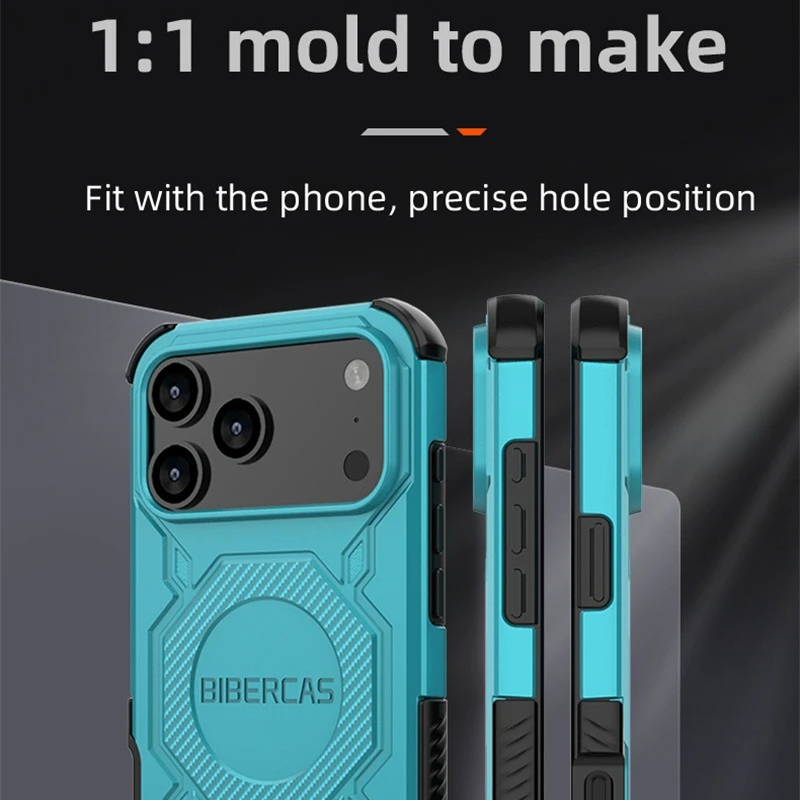 Rugged Magnetic iPhone Case Shockproof Heavy Duty Protection — Hard PC Dual Layer Armor Cover, Kickstand Support, Anti-Fingerprint, Dustproof, Non-Slip