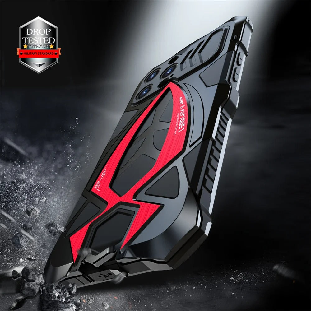 Rugged iPhone Case 360° Full Coverage Metal Armor — Heavy Duty Protective Bumper Frame, Shockproof Design, All-Round Drop and Scratch Protection