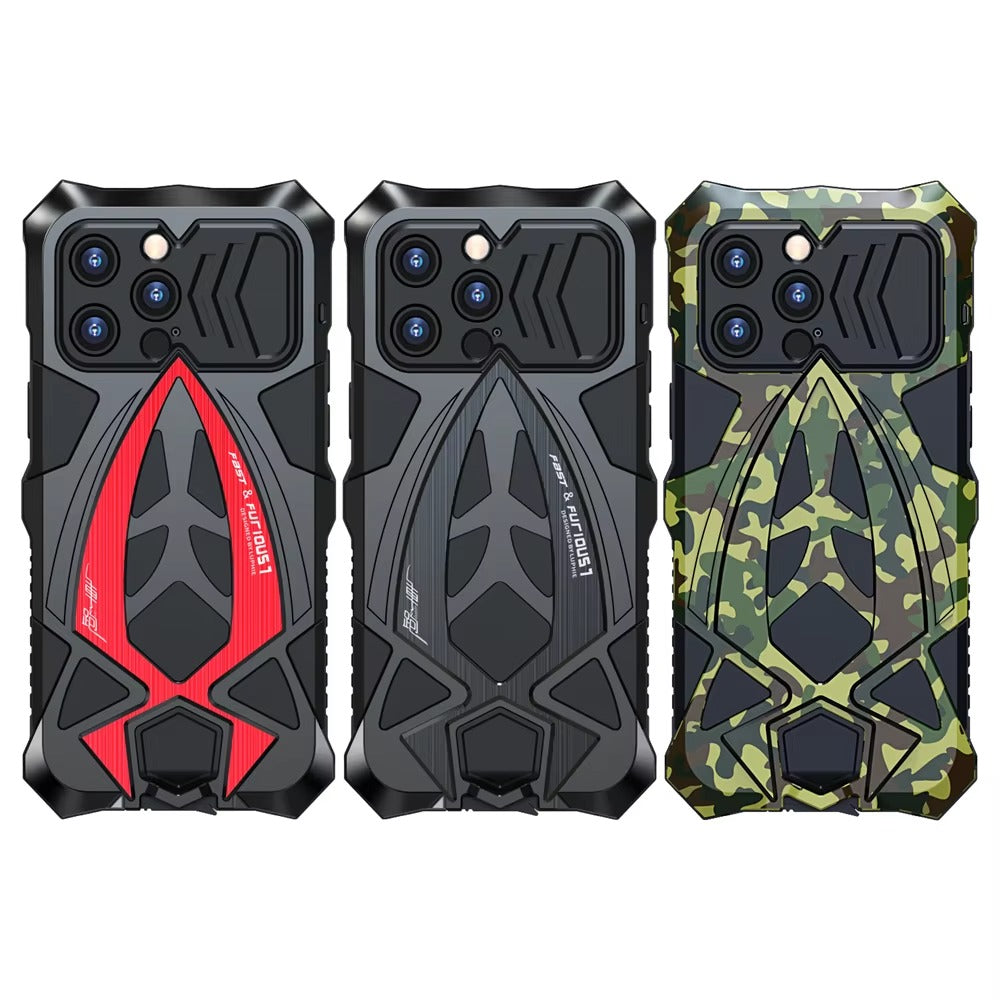 Rugged iPhone Case 360° Full Coverage Metal Armor — Heavy Duty Protective Bumper Frame, Shockproof Design, All-Round Drop and Scratch Protection