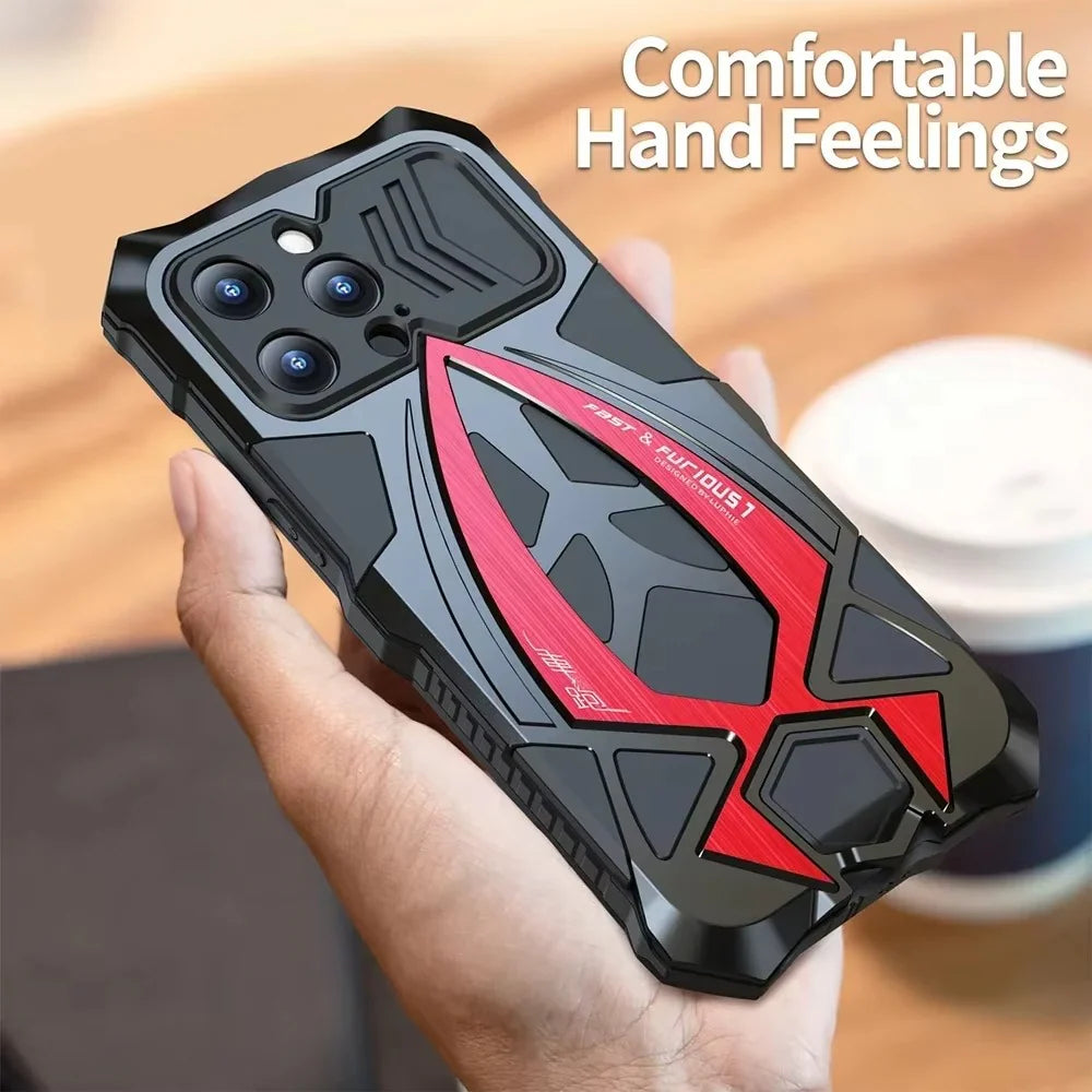 Rugged iPhone Case 360° Full Coverage Metal Armor — Heavy Duty Protective Bumper Frame, Shockproof Design, All-Round Drop and Scratch Protection