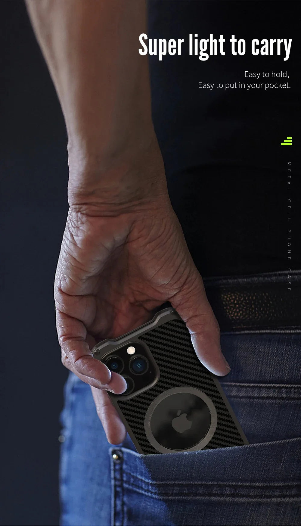 Rugged iPhone Case Carbon Fiber Magnetic Cover — Heavy Duty Metal Frame, MagSafe Wireless Charging Compatible, Shockproof Anti-Scratch Non-Slip Protection