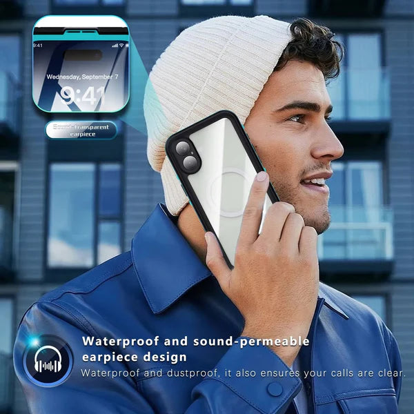 Rugged iPhone Case IP68 Waterproof MagSafe Cover — Full Body Protective Design for Diving and Swimming, Magnetic Shockproof Anti-Fingerprint Scratch-Resistant Finish