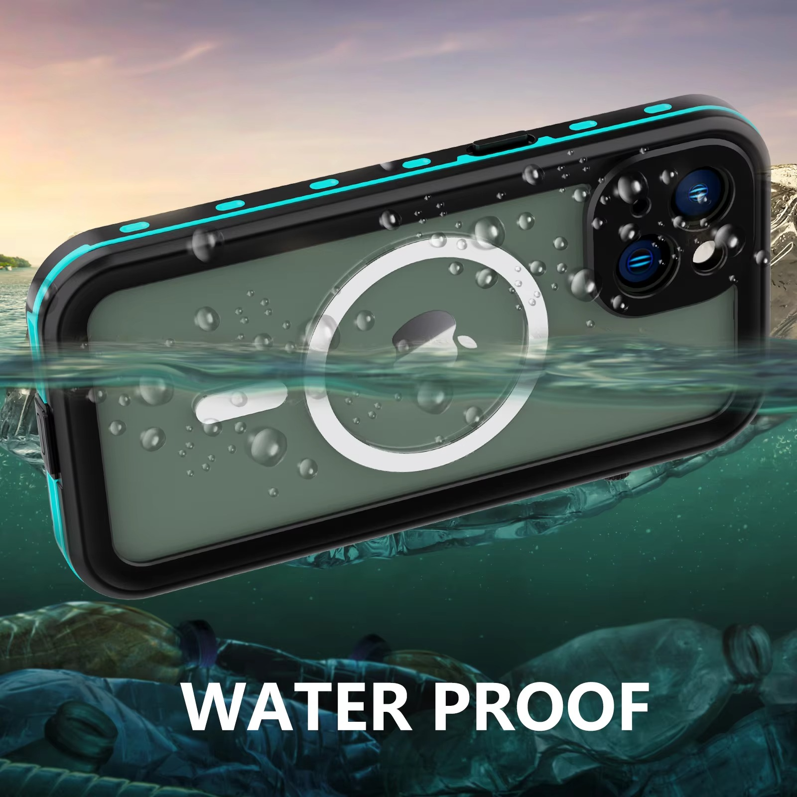 Rugged iPhone Case IP68 Waterproof MagSafe Cover — Full Body Protective Design for Diving and Swimming, Magnetic Shockproof Anti-Fingerprint Scratch-Resistant Finish