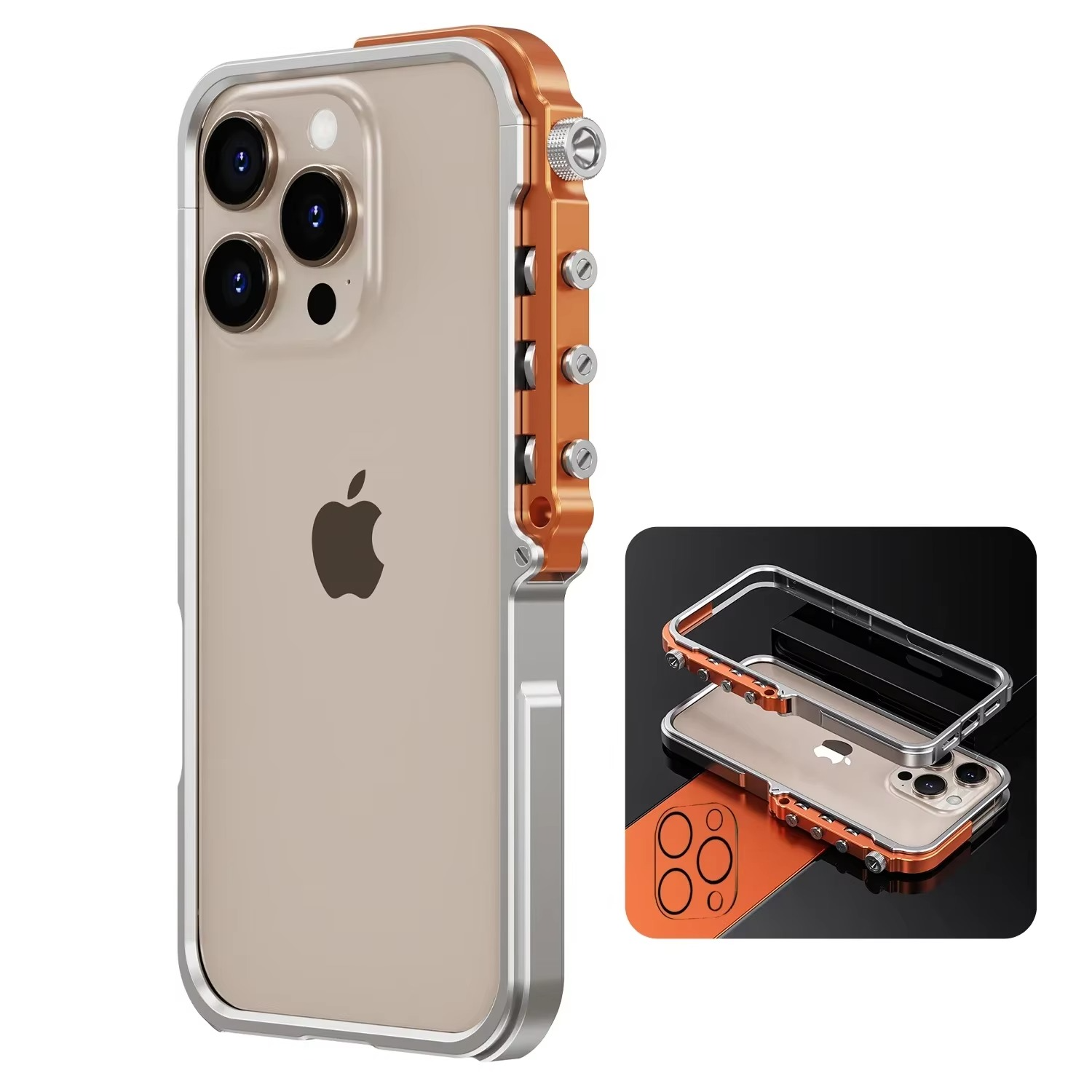 Rugged iPhone Case Mechanical Style Metal Cover — Full Body Shockproof Drop-Proof Design, Minimalist Mecha Shell with Lightweight Aluminum Alloy Frame