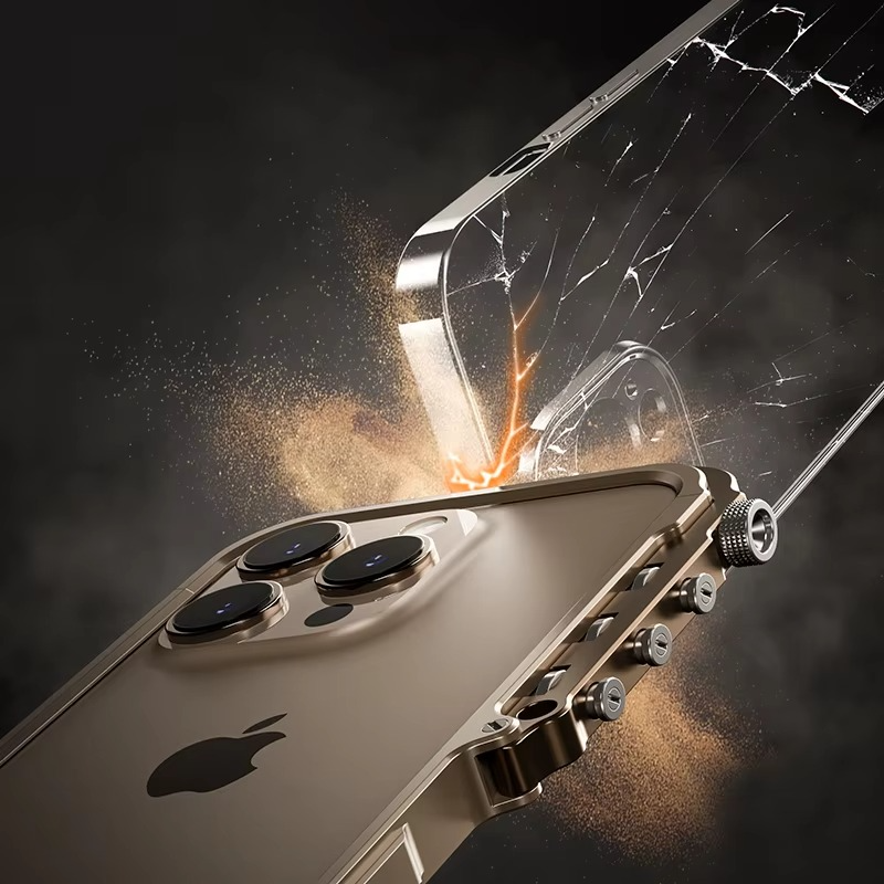 Rugged iPhone Case Mechanical Style Metal Cover — Full Body Shockproof Drop-Proof Design, Minimalist Mecha Shell with Lightweight Aluminum Alloy Frame