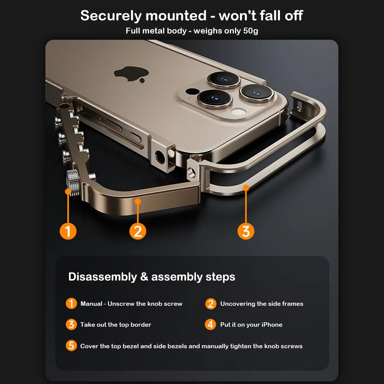 Rugged iPhone Case Mechanical Style Metal Cover — Full Body Shockproof Drop-Proof Design, Minimalist Mecha Shell with Lightweight Aluminum Alloy Frame