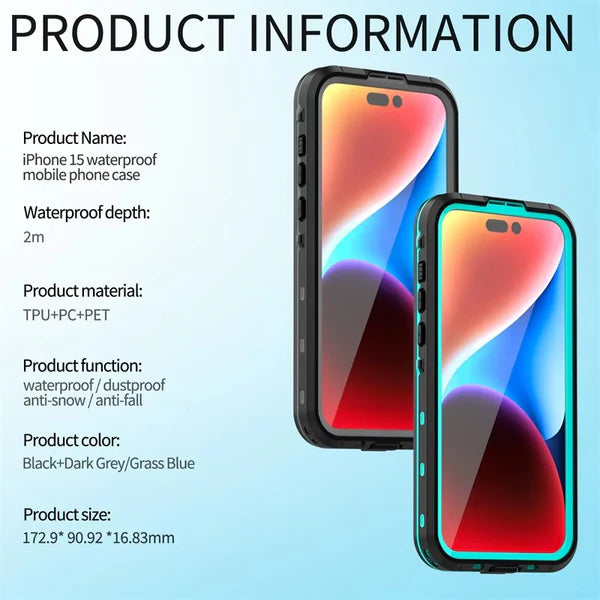 Rugged iPhone Case Shellbox Ultra-Thin Clear Cover — IP68 Waterproof Design with Hanging Rope, Transparent Anti-Fingerprint Scratch-Resistant Protection