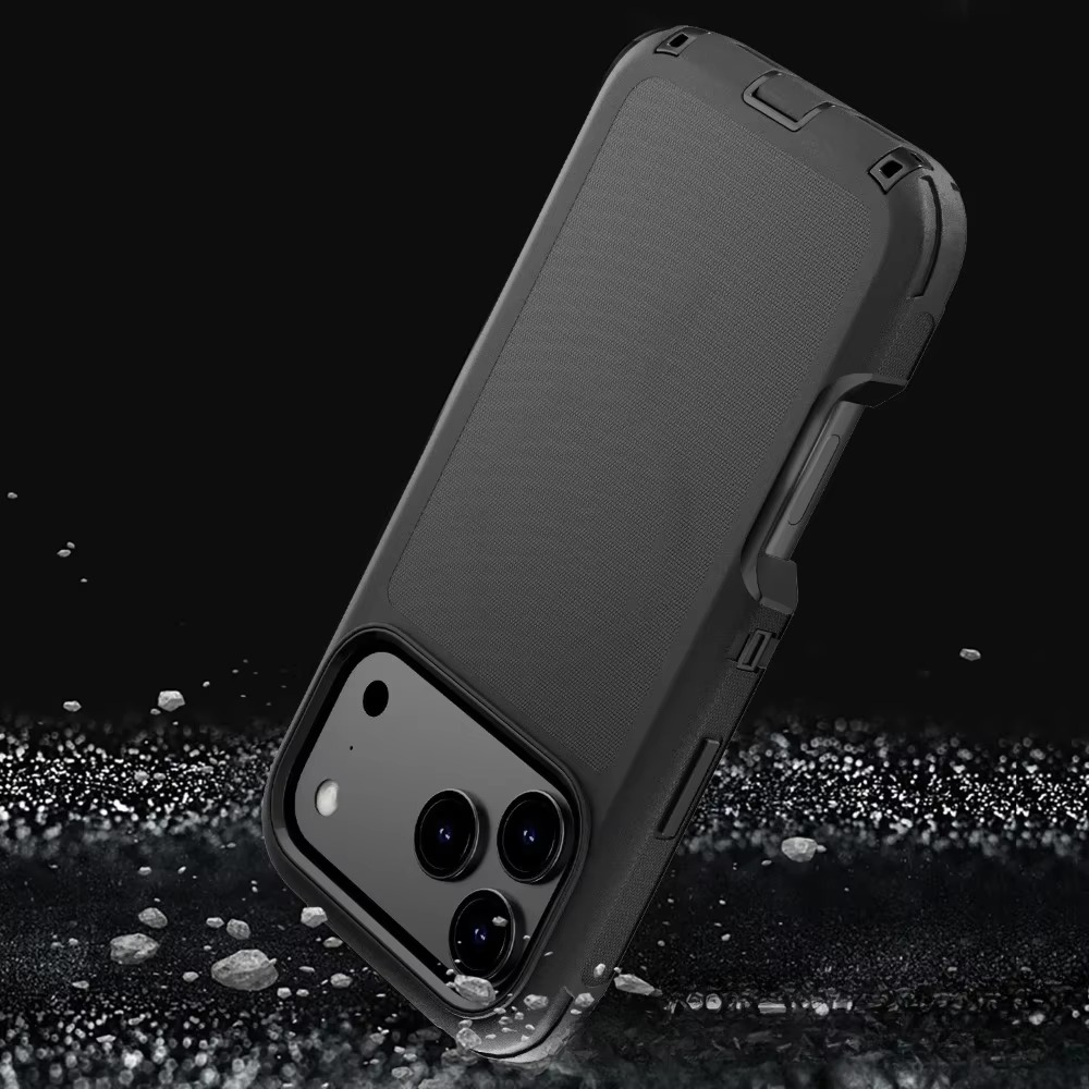Rugged iPhone Case — 3-in-1 Heavy-Duty Shockproof Defender Cover with Clip, Dual-Layer PC+TPU Protection, Waterproof Dustproof Non-Slip Matte Design