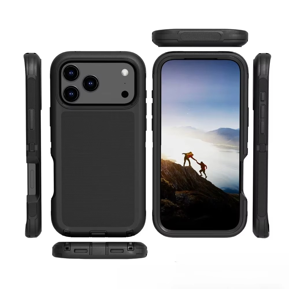 Rugged iPhone Case — 3-in-1 Heavy-Duty Shockproof Defender Cover with Clip, Dual-Layer PC+TPU Protection, Waterproof Dustproof Non-Slip Matte Design
