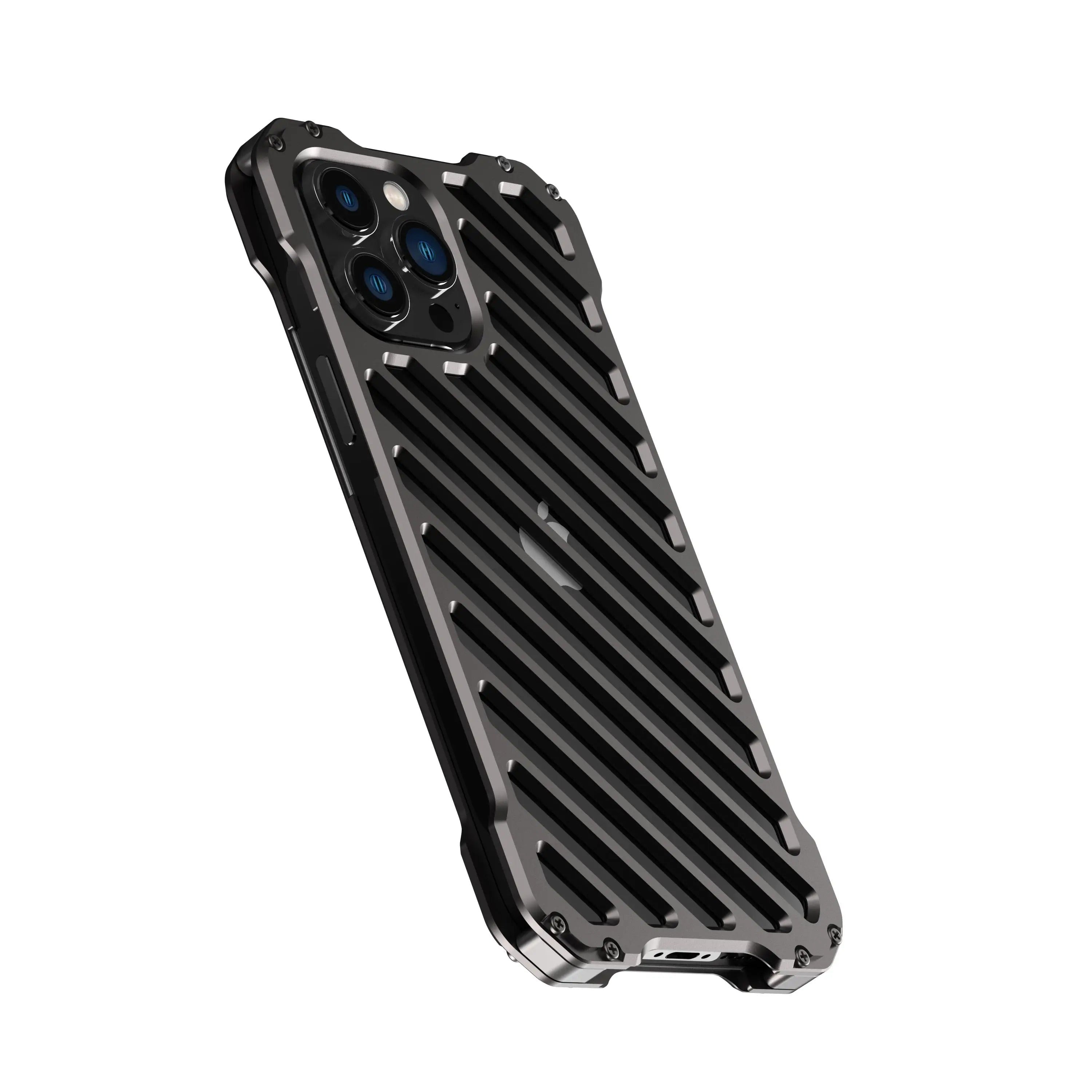 Rugged iPhone Case — Aluminum Alloy Heat-Dissipation Armor Cover with Shockproof Heavy-Duty Full-Coverage Metal Design