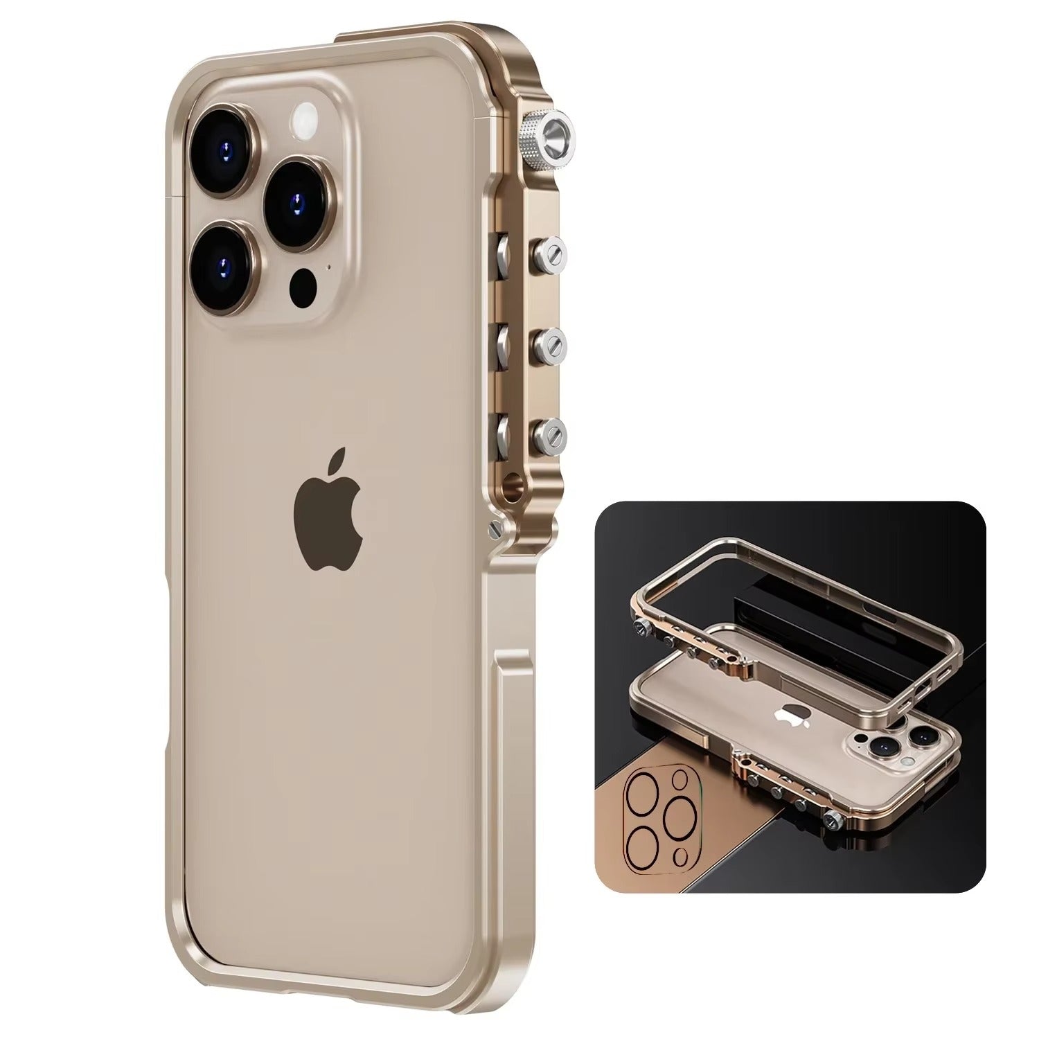 Rugged iPhone Case — Full-Metal Mechanical Mecha Cover with Military-Grade Shockproof Aluminum Design, Lightweight Drop-Proof Protection and Lanyard Support