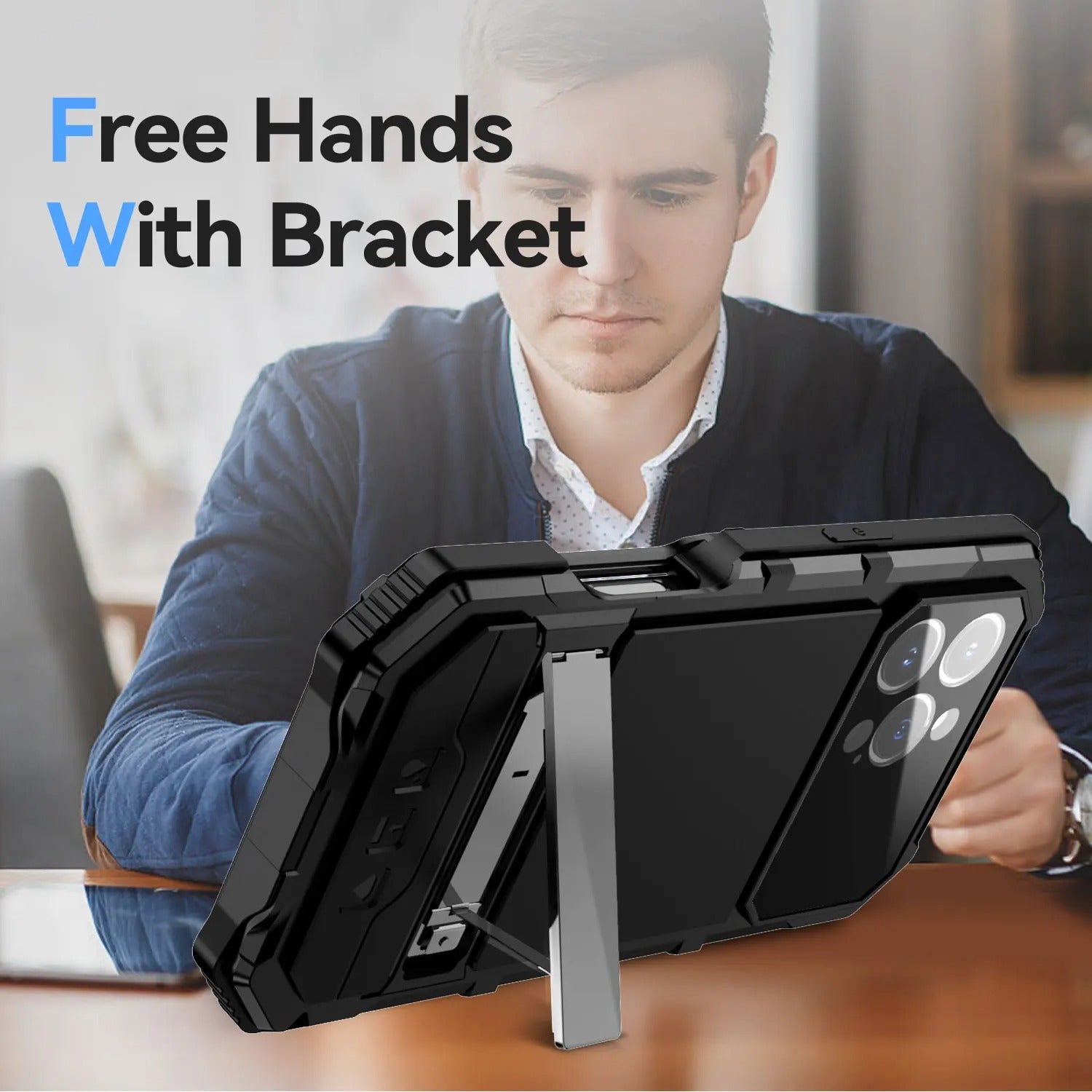 Rugged iPhone Case — Heavy-Duty Aluminum Armor Cover with Built-In Glass Screen Protector, Kickstand, Shockproof Dual-Layer Design and Dustproof Anti-Fingerprint Finish